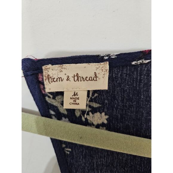 Hem & Thread Wrap Romper Blue Floral Womens Medium Tie Back Bloomcore Boho Gypsy - Picture 5 of 13